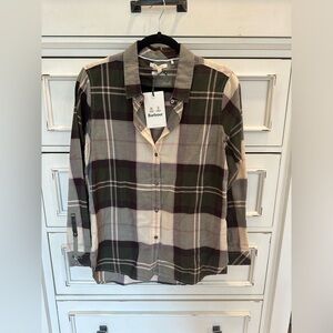 NWT! BARBOUR MOORLAND SHIRT - OLIVE/BLACK CHERRY. Us size 6